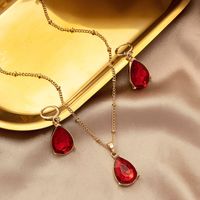 Elegant Retro Water Droplets Alloy Inlay Gem Women's Earrings Necklace main image 2
