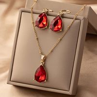 Elegant Retro Water Droplets Alloy Inlay Gem Women's Earrings Necklace main image 5