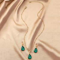 Elegant Retro Water Droplets Alloy Inlay Gem Women's Earrings Necklace main image 6