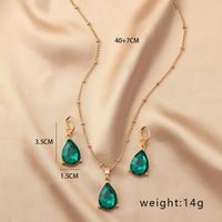 Elegant Retro Water Droplets Alloy Inlay Gem Women's Earrings Necklace main image 8