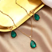 Elegant Retro Water Droplets Alloy Inlay Gem Women's Earrings Necklace main image 1