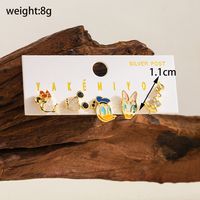1 Set Ig Style Sweet Flower Bee Butterfly Plating Chain Inlay Copper Zircon 14k Gold Plated Drop Earrings sku image 1