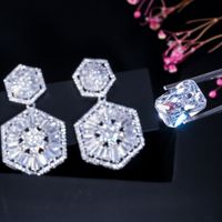 1 Pair Elegant Round Snowflake Plating Inlay Copper Zircon Rhodium Plated Silver Plated Drop Earrings main image 5