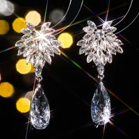 1 Pair Elegant Geometric Water Droplets Inlay Alloy Rhinestones Zircon Drop Earrings sku image 3