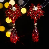 1 Pair Elegant Geometric Water Droplets Inlay Alloy Rhinestones Zircon Drop Earrings sku image 9