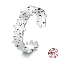 Einfacher Stil Pendeln Puzzle Sterling Silber Überzug Offener Ring main image 6