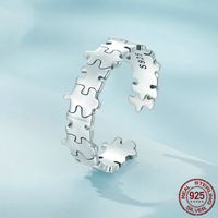 Einfacher Stil Pendeln Puzzle Sterling Silber Überzug Offener Ring main image 5