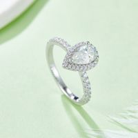 Classical Solid Color Sterling Silver Hollow Out Inlay Moissanite Rhodium Plated Silver Plated Rings main image 4