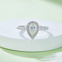 Classical Solid Color Sterling Silver Hollow Out Inlay Moissanite Rhodium Plated Silver Plated Rings main image 1