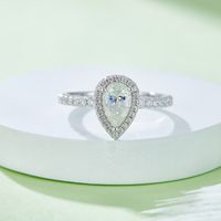 Classical Solid Color Sterling Silver Hollow Out Inlay Moissanite Rhodium Plated Silver Plated Rings main image 6
