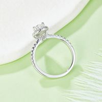 Classical Solid Color Sterling Silver Hollow Out Inlay Moissanite Rhodium Plated Silver Plated Rings main image 5