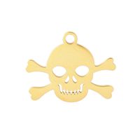 1 Piece Stainless Steel 18K Gold Plated Skull main image 6
