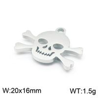 1 Piece Stainless Steel 18K Gold Plated Skull sku image 2