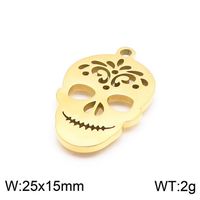 1 Piece Stainless Steel 18K Gold Plated Skull sku image 1
