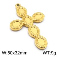 1 Piece Stainless Steel 18K Gold Plated Cross Pendant sku image 1