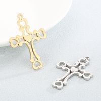 1 Piece Stainless Steel 18K Gold Plated Cross Heart Shape Pendant main image 1
