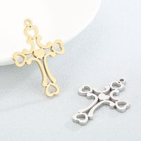 1 Piece Stainless Steel 18K Gold Plated Cross Heart Shape Pendant main image 6