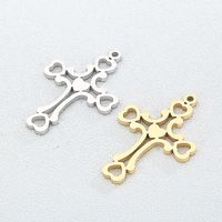 1 Piece Stainless Steel 18K Gold Plated Cross Heart Shape Pendant main image 2
