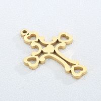 1 Piece Stainless Steel 18K Gold Plated Cross Heart Shape Pendant main image 4