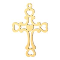 1 Piece Stainless Steel 18K Gold Plated Cross Heart Shape Pendant main image 5