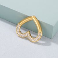 1 Piece Stainless Steel Zircon 18K Gold Plated Heart Shape main image 3