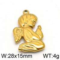 1 Piece Stainless Steel 18K Gold Plated Portrait Of Virgin Mary Angel Pendant sku image 8