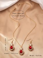 Elegant Shiny Water Droplets Flower Alloy Plating Inlay Artificial Gemstones Gold Plated Women's Jewelry Set main image 2