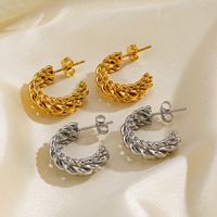 1 Pair Classic Style C Shape Twist Plating 304 Stainless Steel Earrings main image 4