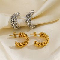 1 Pair Classic Style C Shape Twist Plating 304 Stainless Steel Earrings main image 1