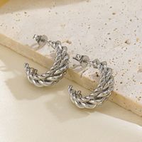 1 Pair Classic Style C Shape Twist Plating 304 Stainless Steel Earrings main image 6
