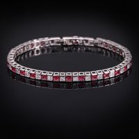 Lässig Quadrat Kupfer Inlay Zirkon 14 Karat Vergoldet Weißgold Plattiert Armbänder main image 4