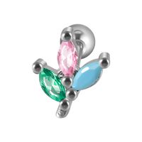 1 Piece Simple Style Leaf Flower Inlay Stainless Steel Turquoise Zircon Ear Studs sku image 2