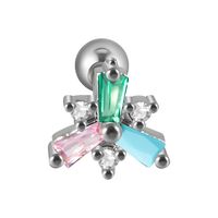 1 Piece Simple Style Leaf Flower Inlay Stainless Steel Turquoise Zircon Ear Studs sku image 7