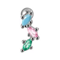 1 Piece Simple Style Leaf Flower Inlay Stainless Steel Turquoise Zircon Ear Studs sku image 6