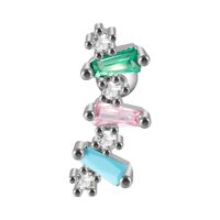 1 Piece Simple Style Leaf Flower Inlay Stainless Steel Turquoise Zircon Ear Studs sku image 9