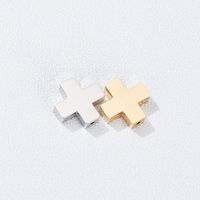 1 Piece Stainless Steel 18K Gold Plated Cross Solid Color main image 1