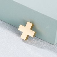 1 Piece Stainless Steel 18K Gold Plated Cross Solid Color main image 2