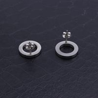 1 Pair Simple Style Solid Color Inlay Stainless Steel Zircon Ear Studs main image 4