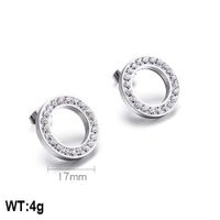 1 Pair Simple Style Solid Color Inlay Stainless Steel Zircon Ear Studs sku image 2