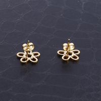 1 Pair Simple Style Flower Plating Stainless Steel 18K Gold Plated Ear Studs main image 5