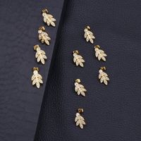 1 Pair Simple Style Leaf Inlay Stainless Steel Zircon 18K Gold Plated Ear Studs main image 1
