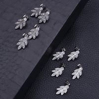 1 Pair Simple Style Leaf Inlay Stainless Steel Zircon 18K Gold Plated Ear Studs main image 4