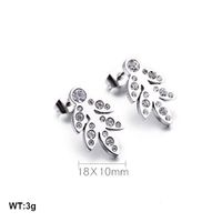 1 Pair Simple Style Leaf Inlay Stainless Steel Zircon 18K Gold Plated Ear Studs sku image 3