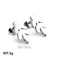 1 Pair Simple Style Leaf Inlay Stainless Steel Zircon 18K Gold Plated Ear Studs sku image 1