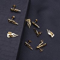 1 Pair Simple Style Solid Color Plating Stainless Steel 18K Gold Plated Ear Studs main image 4