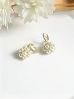 1 Pair Simple Style Solid Color Inlay Alloy Pearl Drop Earrings main image 1