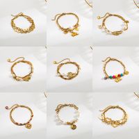 Casual Infinity Heart Shape Elephant Stainless Steel Enamel Plating Inlay Artificial Pearls 18k Gold Plated Bracelets main image 1