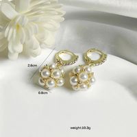 1 Pair Simple Style Solid Color Inlay Alloy Pearl Drop Earrings main image 2