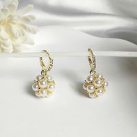 1 Pair Simple Style Solid Color Inlay Alloy Pearl Drop Earrings main image 3