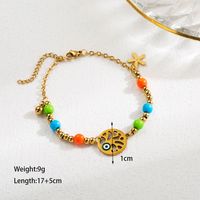 Simple Style Geometric Stainless Steel Enamel Plating Inlay Artificial Pearls Zircon Ceramic Plate 18k Gold Plated Bracelets main image 2